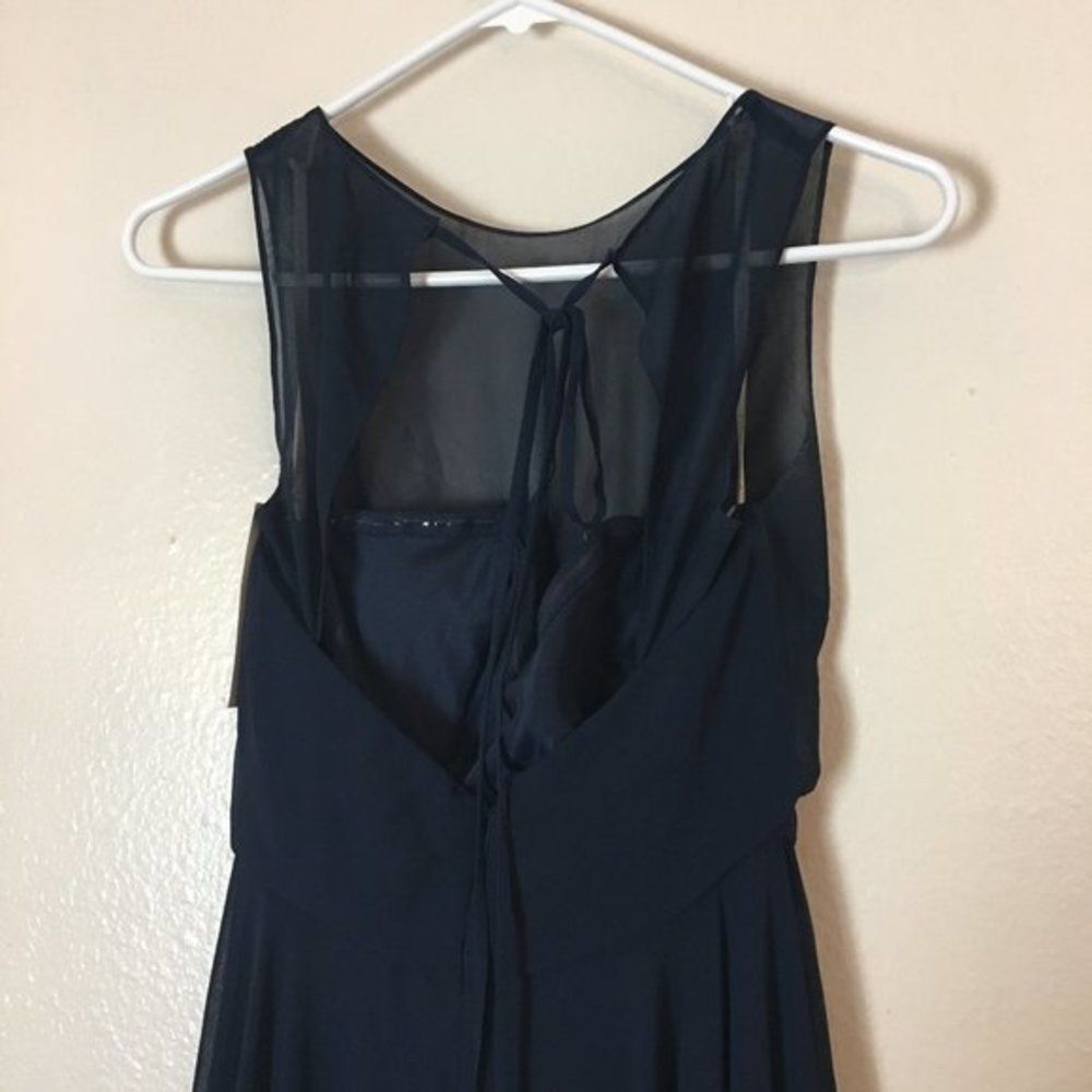 Jenny Yoo Elizabeth Dress Size 2 Navy Blue Bridesmaid Formal Wear NEW Flaws - Picture 6 of 9